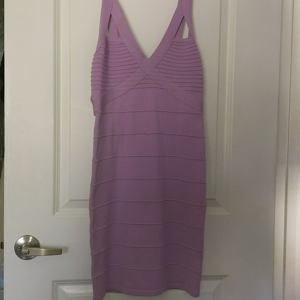 TOBI LAVENDER BANDAGE BODYCON CAGE SHORT DRESS L